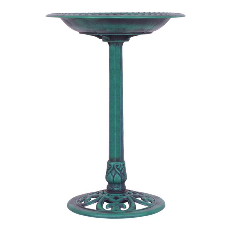 Hivvago Outdoor Garden Green Pedestal Bird Bath Feeder