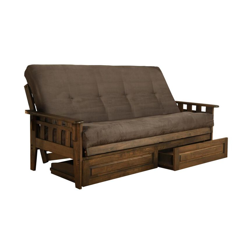 KODIAK Tucson Frame-Rustic Walnut Finish-Suede Gray Mattress