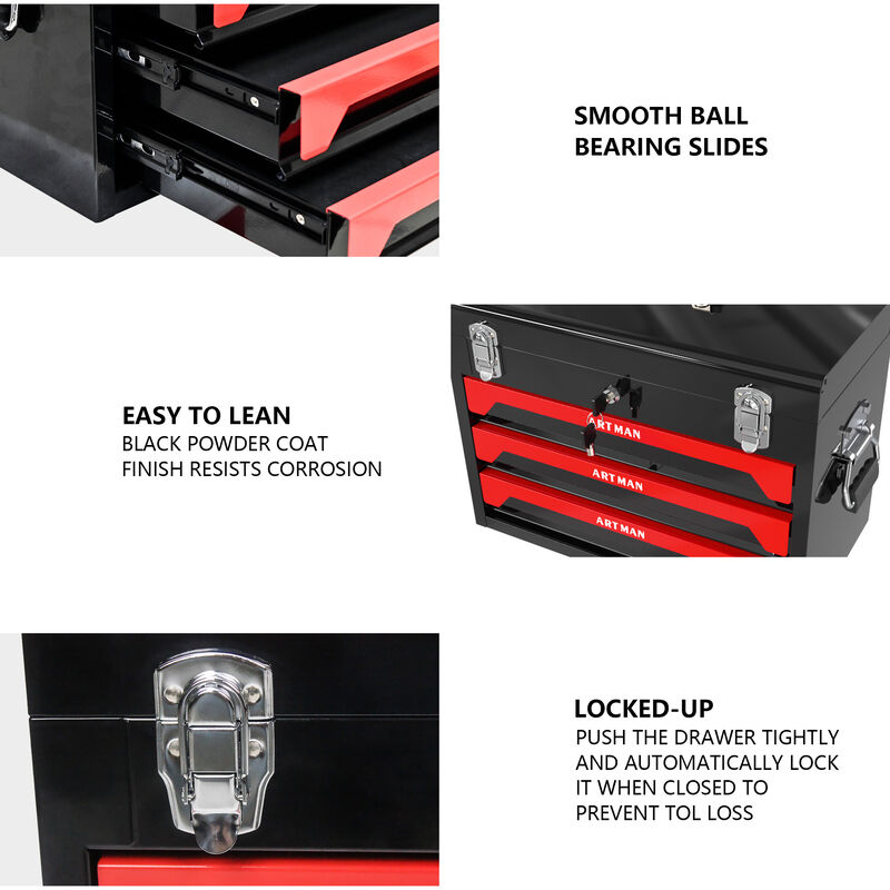 Heavy-Duty Tool Box with 3 Drawers for Easy Access and Storage