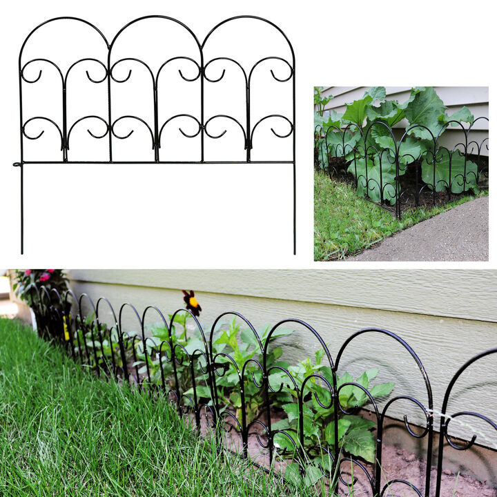 Sunnydaze 40-Piece Victorian Iron Garden Border Fencing - 60 ft - Black