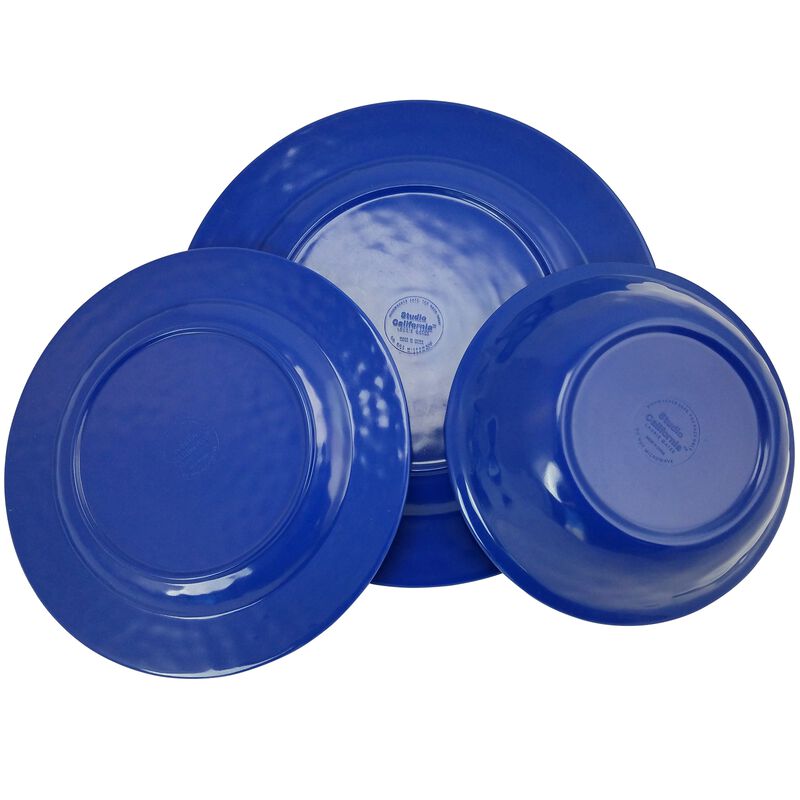 Studio California Mauna 12-Piece Dinnerware Set in Cobalt Blue Crackle Look Decal