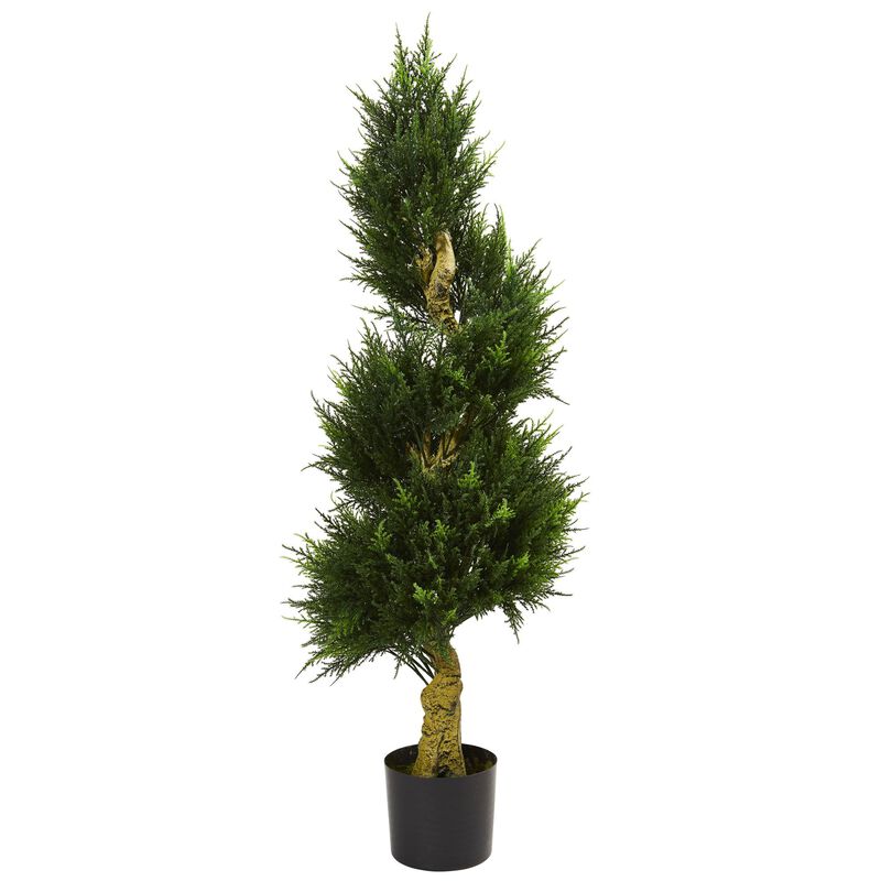 Hivvago 4.5 Feet Spiral Cypress Artificial Tree UV Resistant (Indoor/Outdoor)