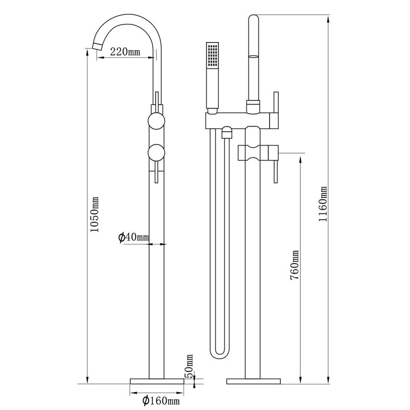 Freestanding Tub Faucet, Brushed Nickel Floor Mount Bathtub Filler with Swivel Spout & Hand Shower
