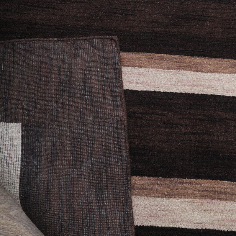 RUGSOTIC CARPETS HAND KNOTTED LOOM WOOL ECO-FRIENDLY AREA RUGS  - 5'x8', Rectangle, Brown Beige Color, Contemporary Modern Design, High Pile Thick Handmade Anti Skid Rugs for Living Room (L00904)