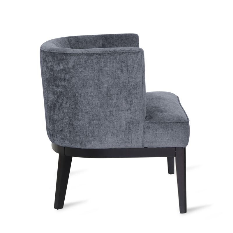 Addy Accent Chair, Black Rubberwood, Dark Gray Diamond Stitch Fabric - Benzara