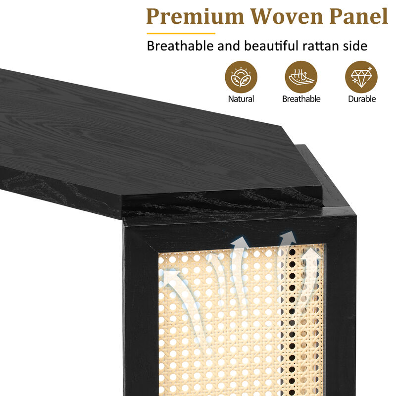Merax Console Table with 1 Open Shelf and Rattan Side