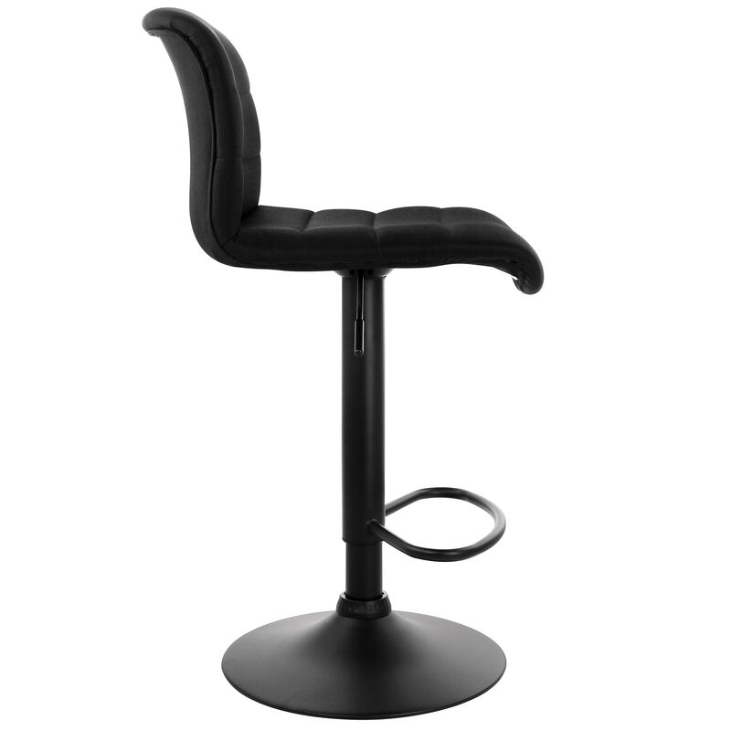 Elama 2 Piece Adjustable Fabric Bar Stool in Charcoal with Black Base