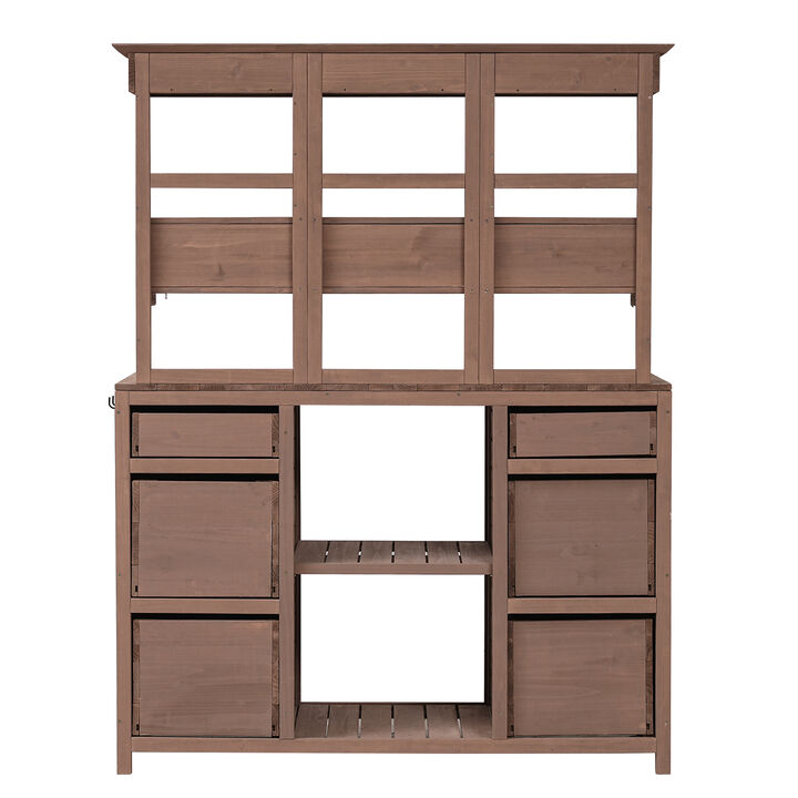 Merax Rustic Garden Potting Bench Table with Large Storage