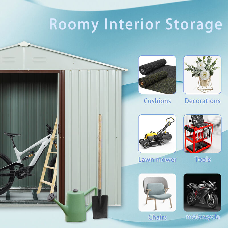 Hivvago 6ft x 5ft Outdoor Storage Shed for Garden with  Window and Lockable Sliding Door