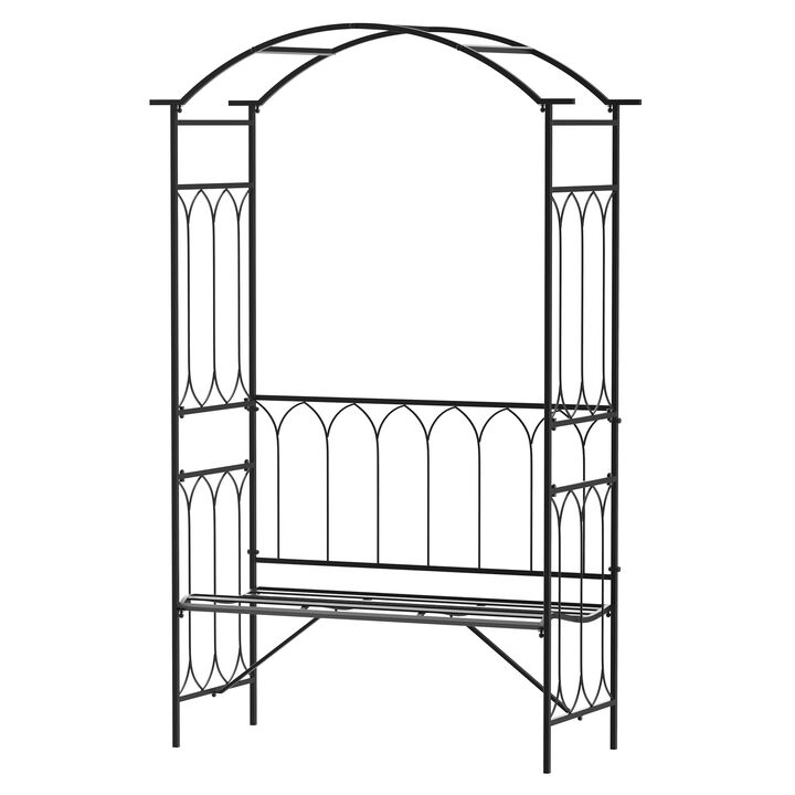 Compact Garden Gateway: 19.75" Metal Arbor with Bench for Backyards