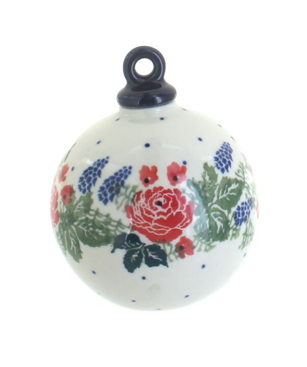 Blue Rose Polish Pottery Rustic Pines Large Round Christmas Ornament