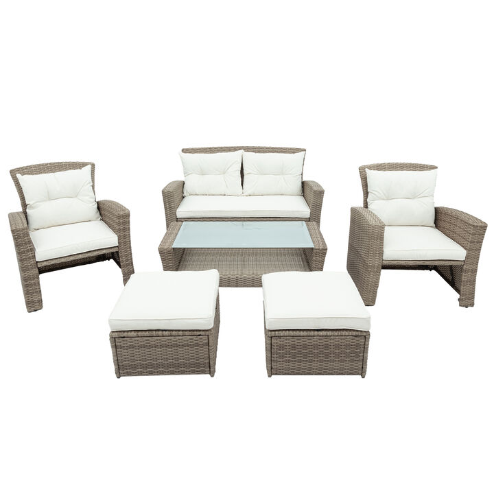 Patio Furniture Set, 4 Piece Outdoor Conversation Set All Weather Wicker Sectional Sofa