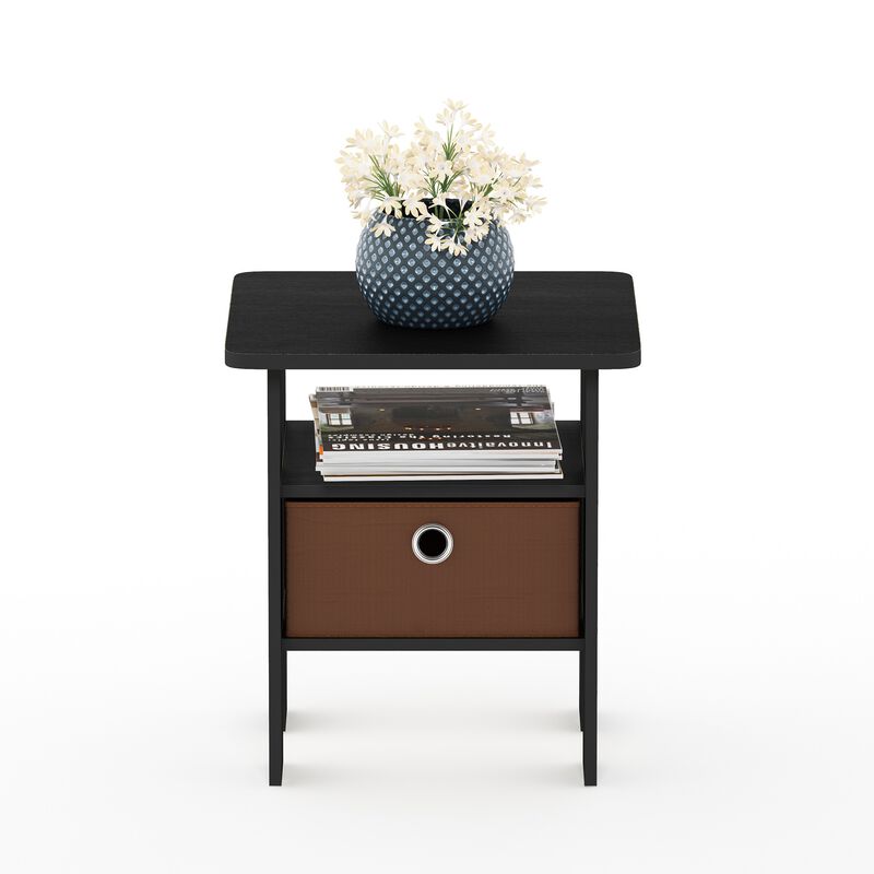 Furinno Andrey End Table / Side Table / Night Stand / Bedside Table with Bin Drawer, Americano/Medium Brown
