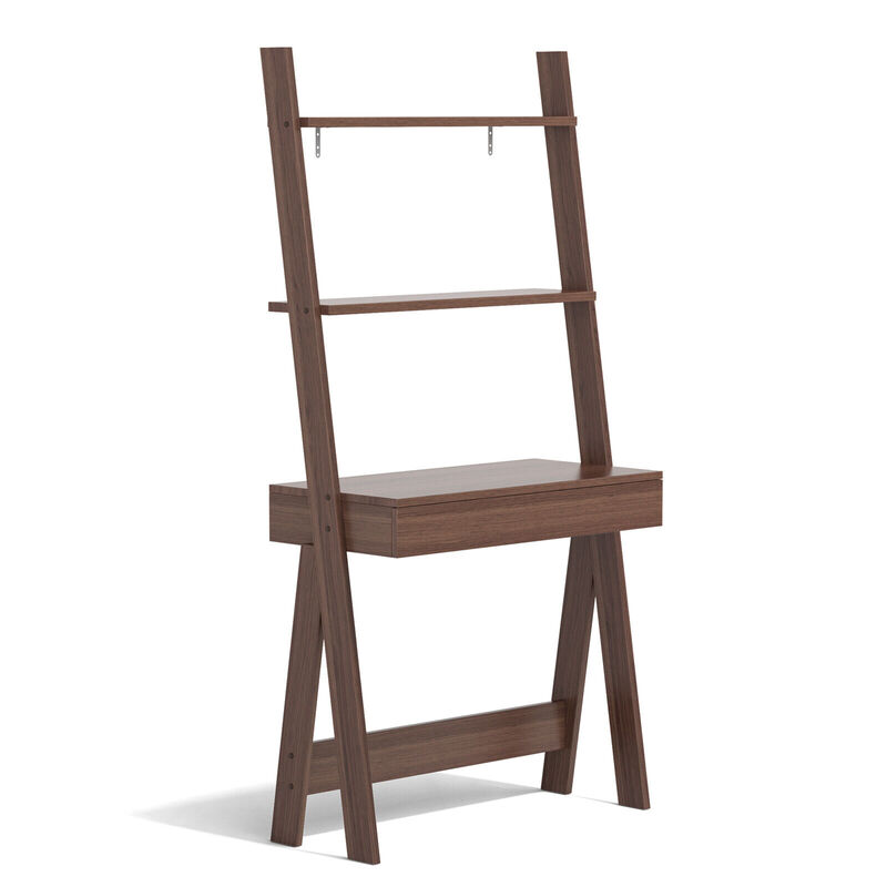 Ladder Shelf Desk Bookcase with Countertop Drawer and 2 Shelves for Home Office Storage and Organization