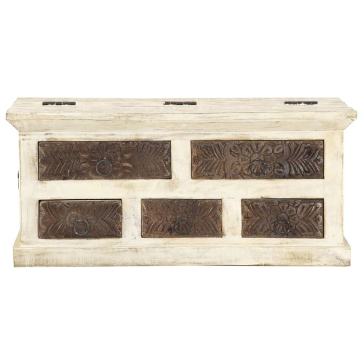 vidaXL Coffee Table White 26.8"x26.8"x11.8" Solid Mango Wood