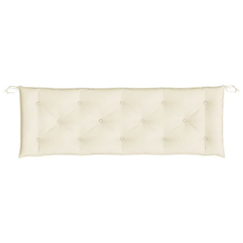 Claire Outdoor Cushion for Bench, Tufted White Oxford Fabric, 59 Inch - Benzara