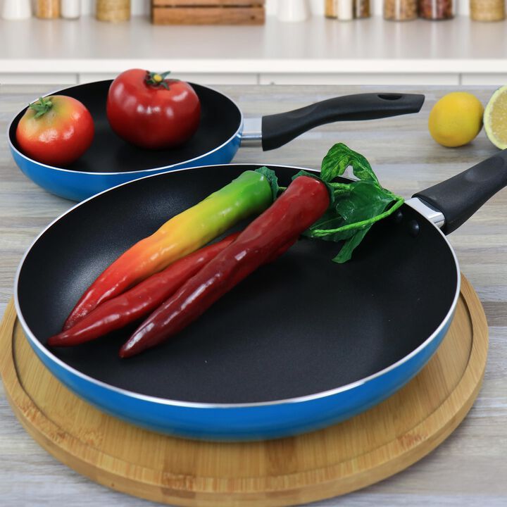 Gibson Home 2 Piece 10 inch Aluminum Frying Pan in Blue