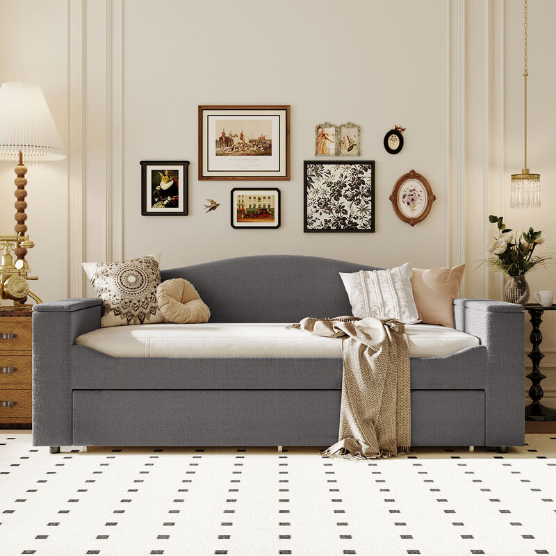 Merax Upholstered Daybed with Storage Armrests