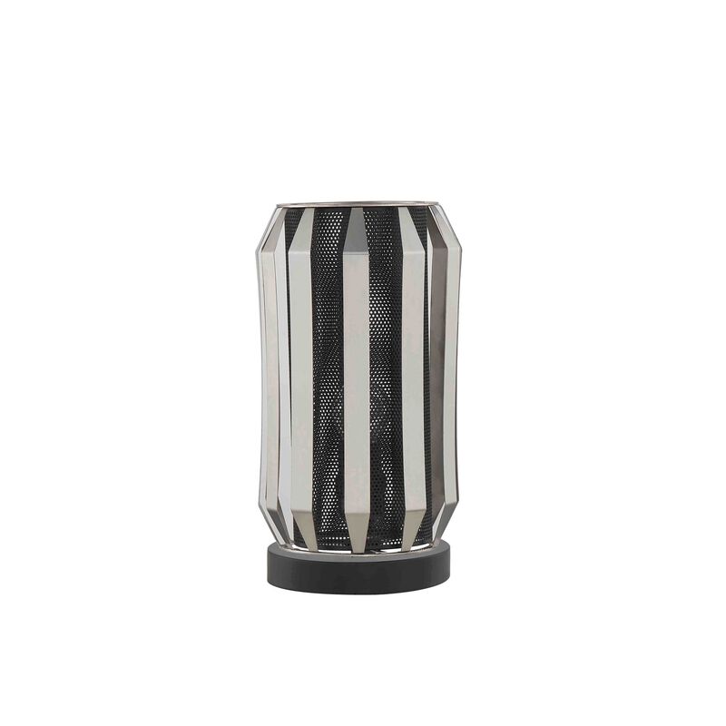 Pin 13 Inch Table Lamp, Accent Cylinder Metal Shade, Round Base, Black-Benzara