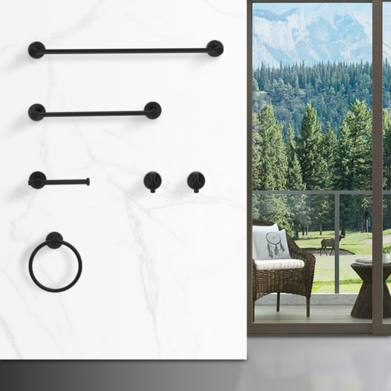 6-Piece Bathroom Hardware Set Thick Space Aluminum Towel Bar Set