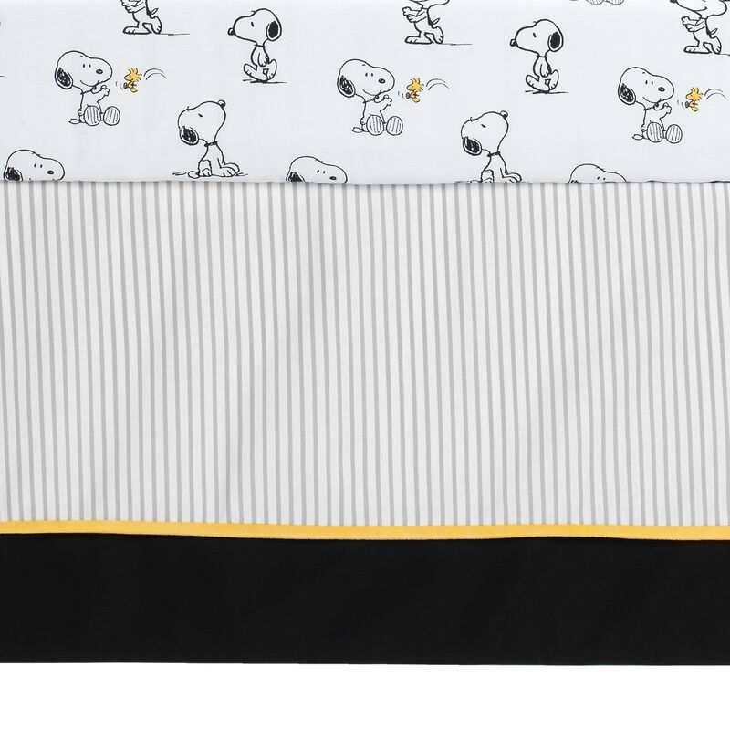Lambs & Ivy Classic Snoopy White/Black/Gray 3-Piece Baby Crib Bedding Set
