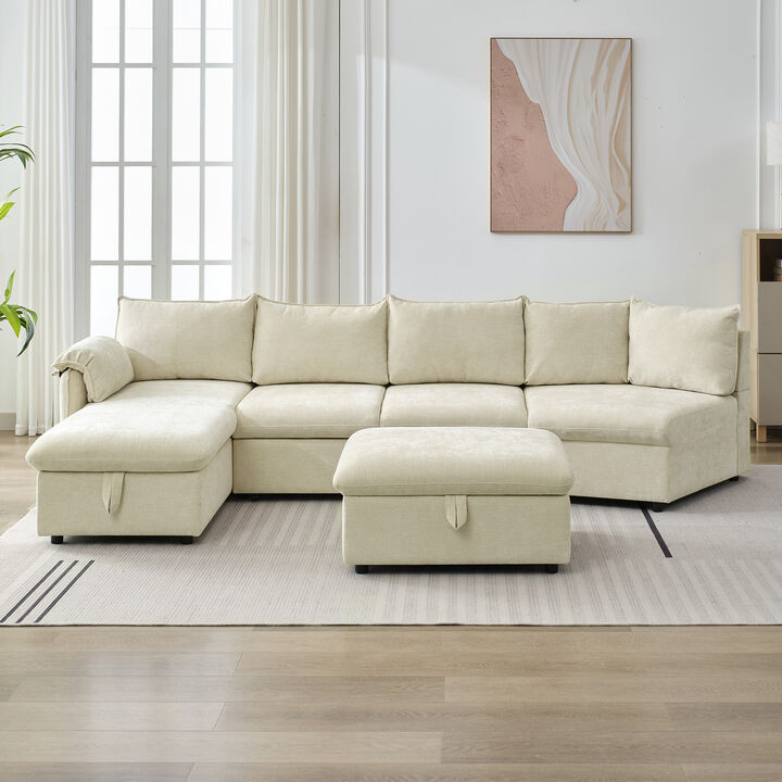 Merax  L-shaped Sofa Sectional Sofa  with a Storage Ottoman