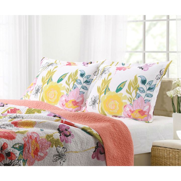 Hivvago Full / Queen Cotton Quilt Set Multi-Color Floral Pattern