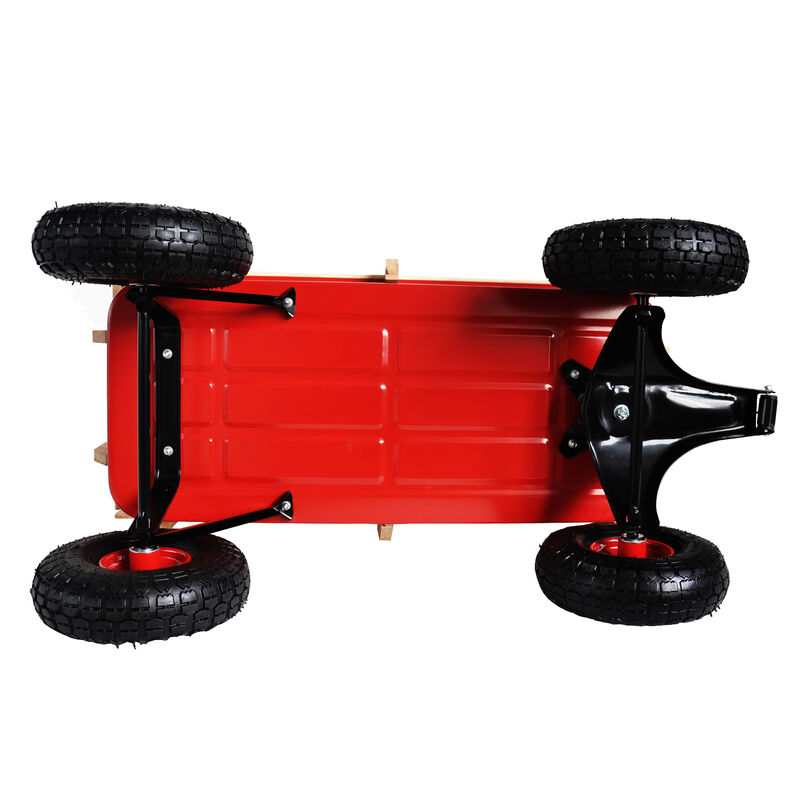 Streamdale Outdoor Sports Wagon w/Wood Panels & Air Tires (Red)