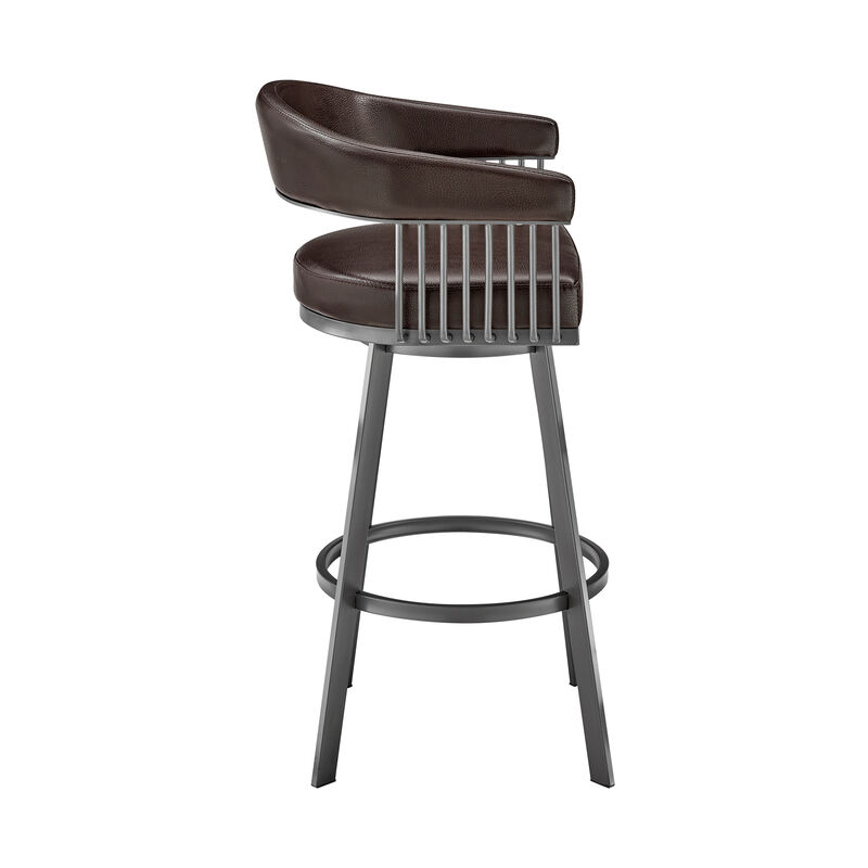 Chelsea  Counter Height Swivel Bar Stool in Silver Finish and White Faux Leather