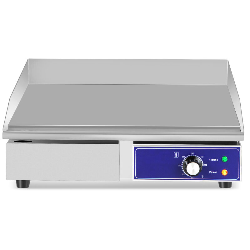22 Inch Countertop Electric Griddle 2000W 110V Commercial Stainless Steel Grill-Silver