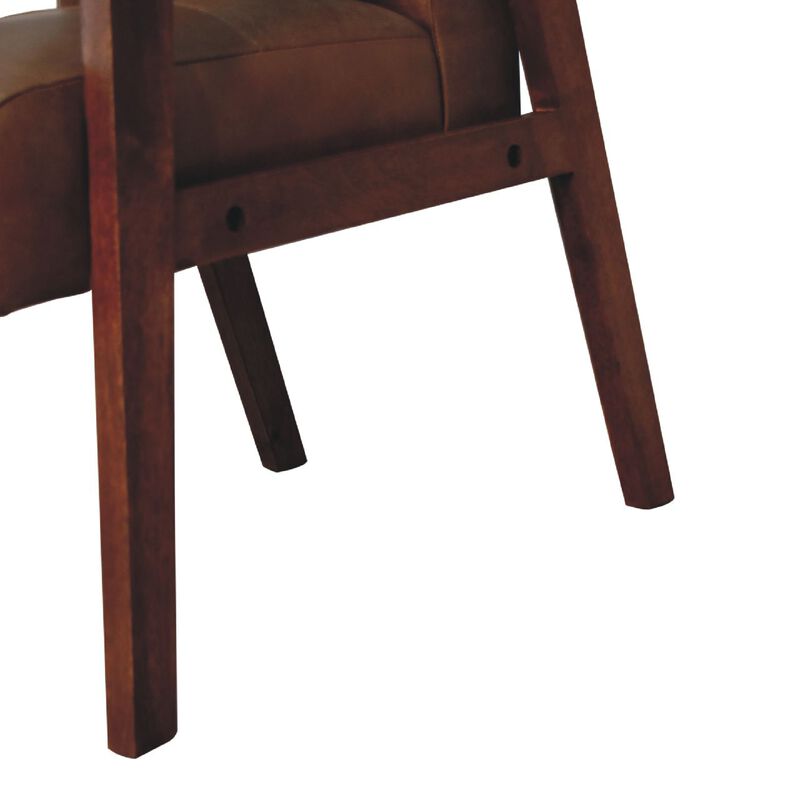 Artisan Furniture Brown Buffalo Leather ChairChestnut Solid Wood