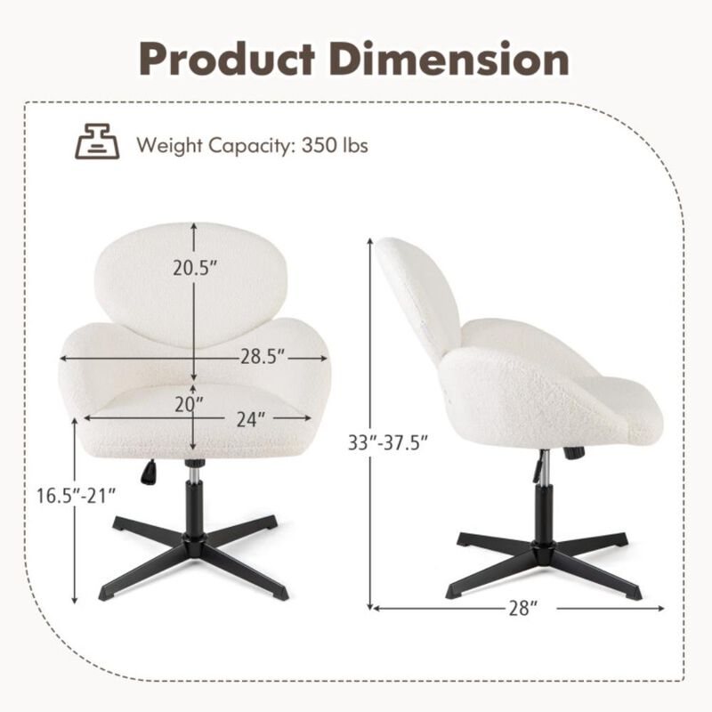 Hivvago Swivel Cross Legged Chair with Adjustable Height and Rocking Function-White