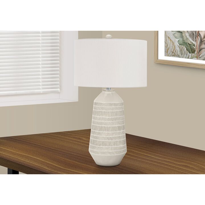 Monarch Specialties I 9613 - Lighting, 33"H, Table Lamp, Ivory / Cream Shade, Cream Ceramic, Contemporary