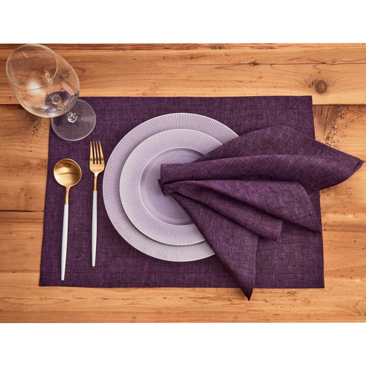 Solino Home 100% Pure Linen 14 x 19 Inch Placemats Set of 4 | Athena
