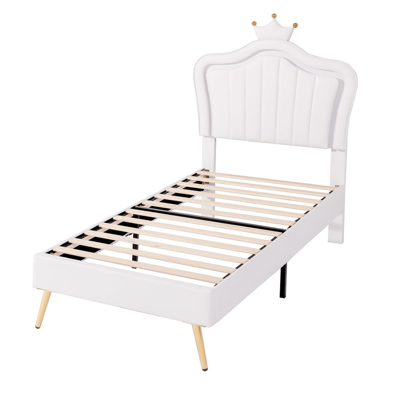 Merax Modern Princess Bed With Crown Headboard