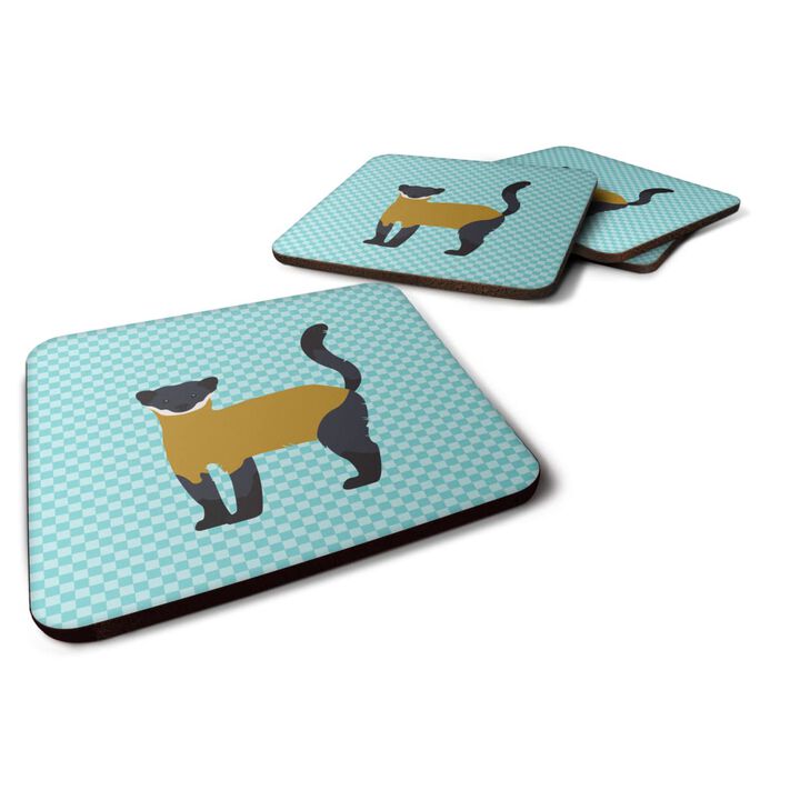 Caroline's Treasures Yellow-Throated Marten Blue Check Decorative coasters, 3.5, Multicolor