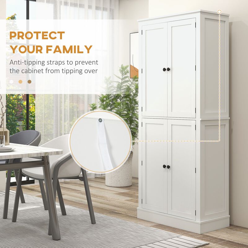 72" Modern Kitchen Pantry: 5-Tier, 8 Spice Racks, Drawer