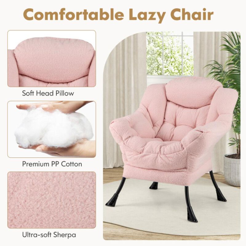 Hivvago Modern Accent Chair with Folding Footrest and Head Pillow