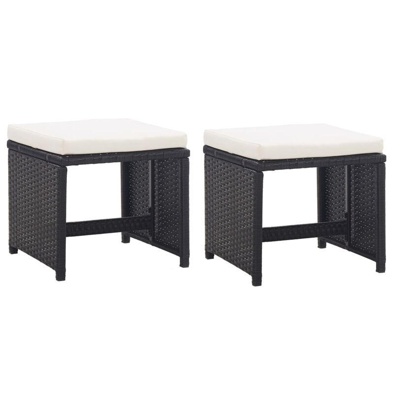 vidaXL 11 Piece Outdoor Dining Set with Cushions Poly Rattan Black