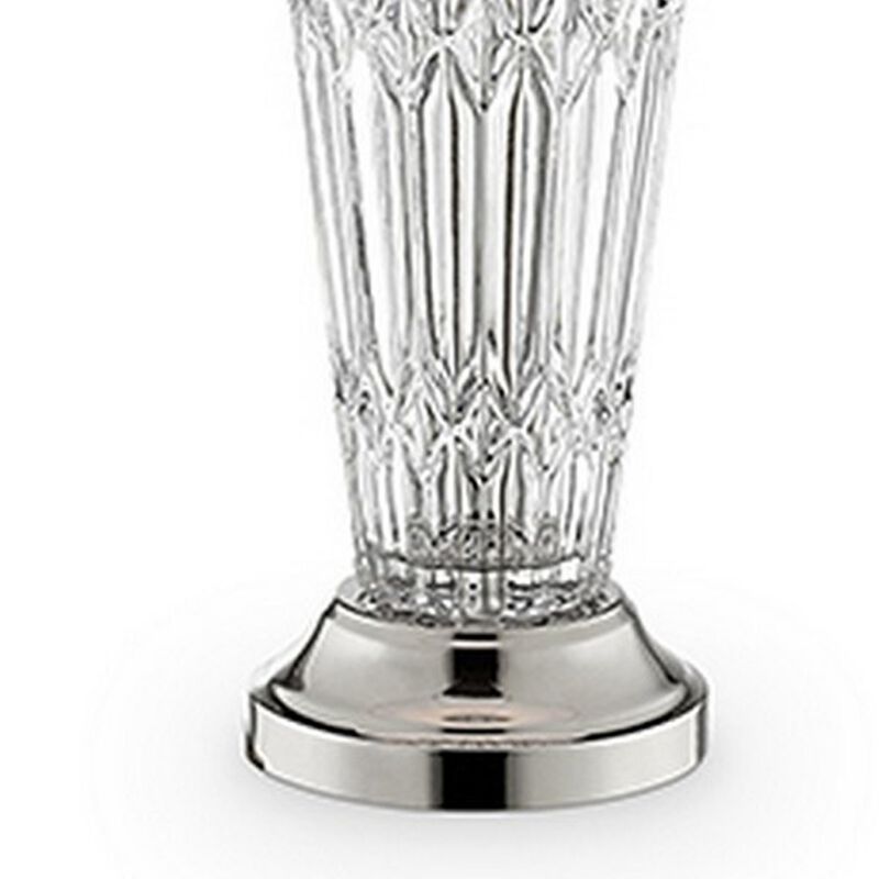 Table Lamp with Semi Fluted Glass Base, Set of 2, Off White-Benzara