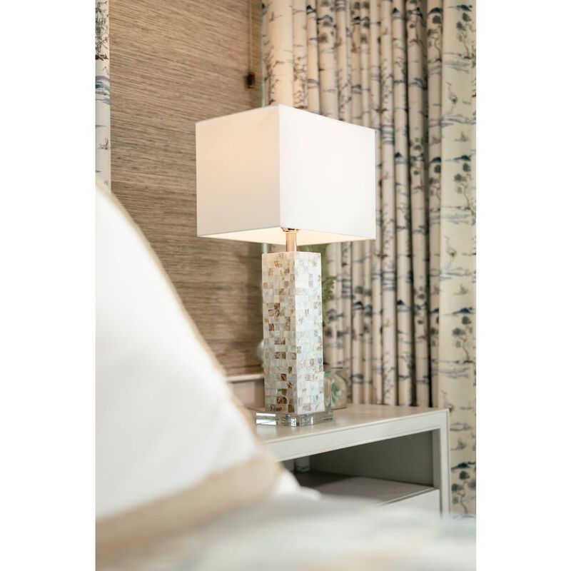 Lux Lighting Harper 28 Nature Mother of Pearl Table lamp w/ Crystals, (Set of 2)