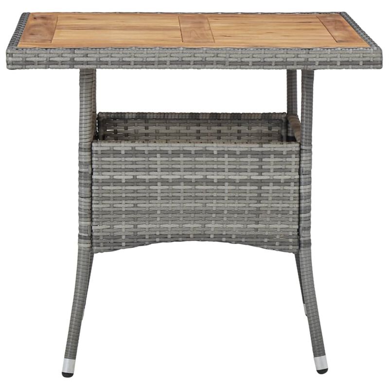 vidaXL Outdoor Dining Table Gray Poly Rattan and Solid Acacia Wood