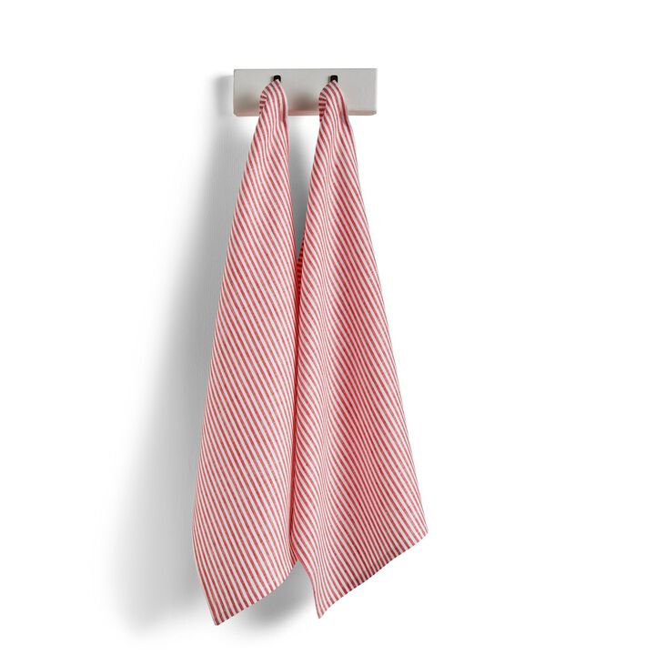 Solino Home 100% Pure Linen Kitchen Towels Set of 2 - 17 x 26 Inch | Narrow Stripe