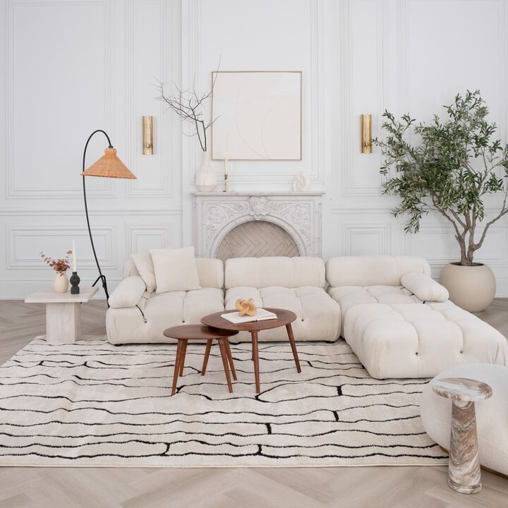Domus Abstract Modern Cream Black Indoor Area Rug