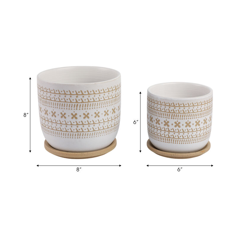 Brown Ceramic Saucer Planter Set