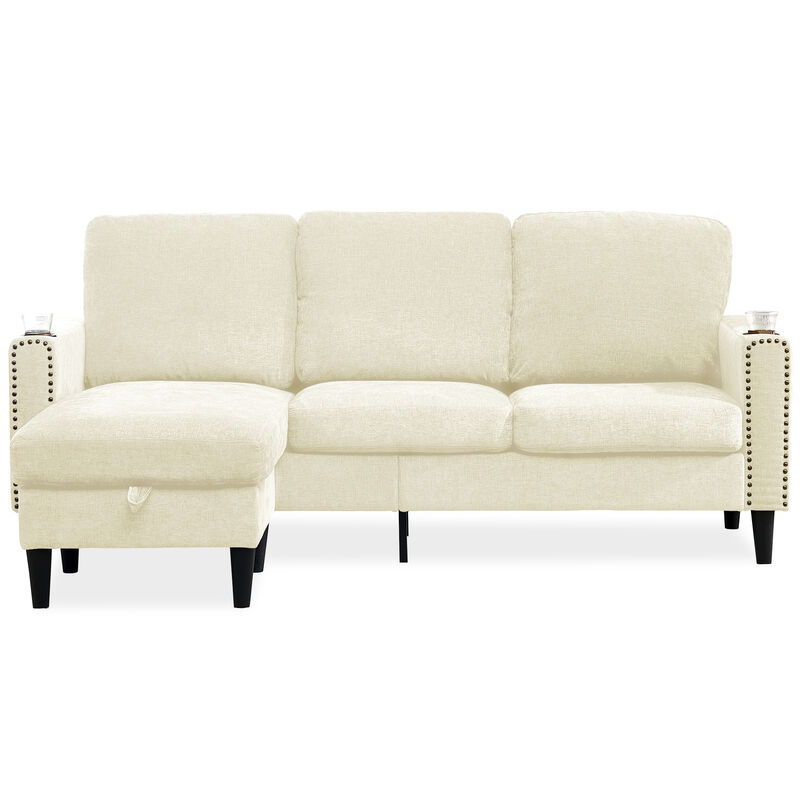 Merax Modern Design Chenille 3 Seat L-Shape Sectional Sofa with Storage Chaise