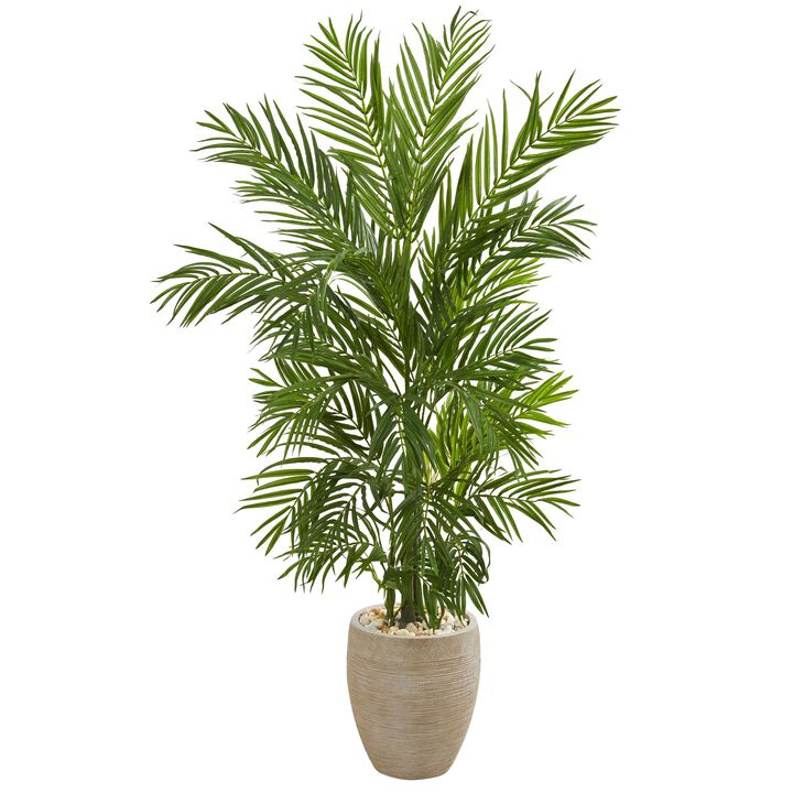 Hivvago 5 Feet Areca Palm Artificial Tree in Sand Colored Planter