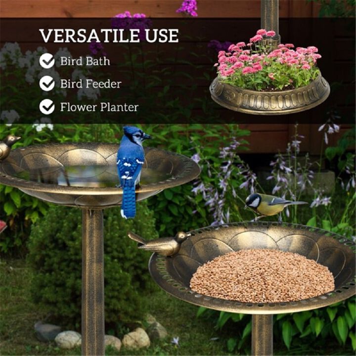 Bird Bath and Feeder Bowl Combo for Garden, Outdoor Birdwatching and Feeding Station