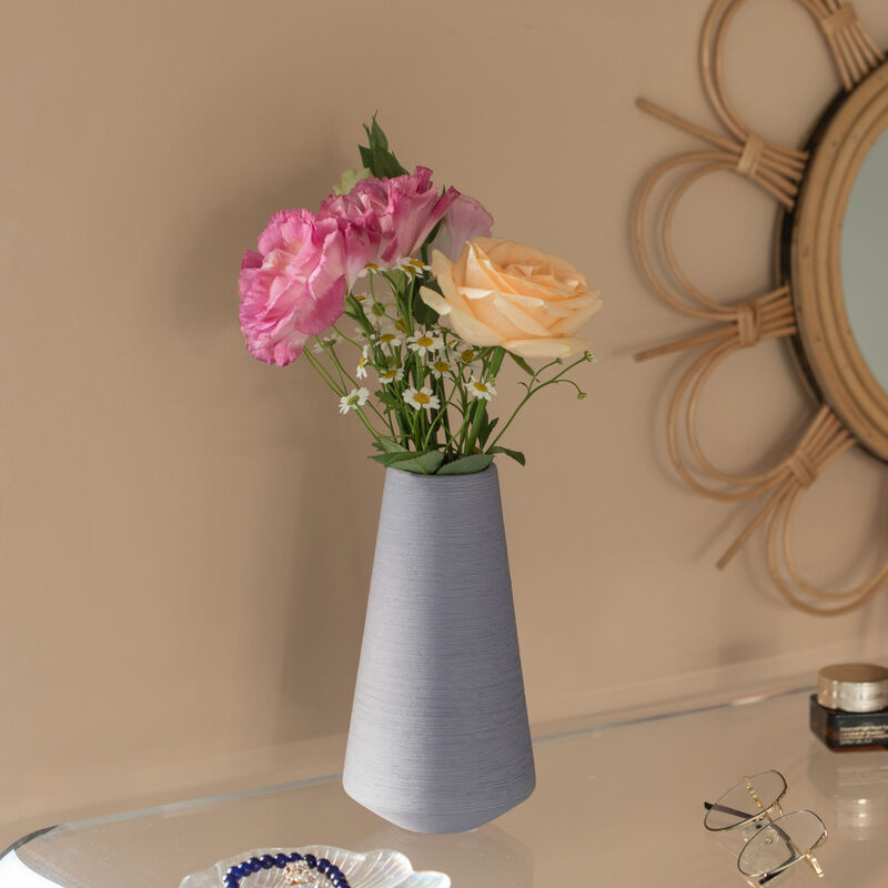 10 H Decorative Ceramic Round Cone Shape Centerpiece Table Vase Pink, Large