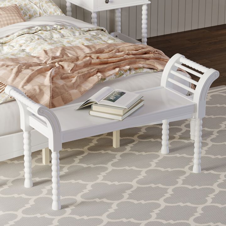 Merax Retro Style Bed End Bench with Turned Legs